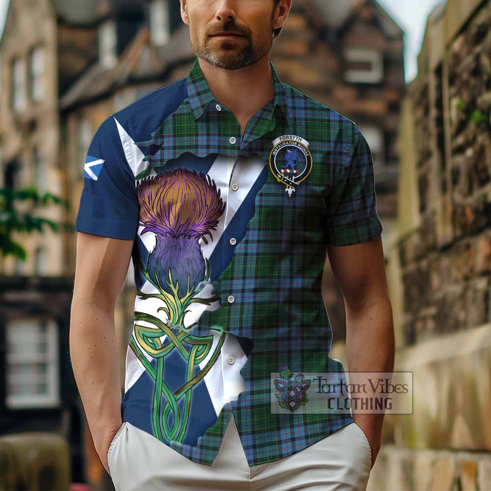 Forsyth Tartan Family Crest Hawaiian Shirt Scottish Thistle Celtic Inspired - Tartan Vibes Clothing