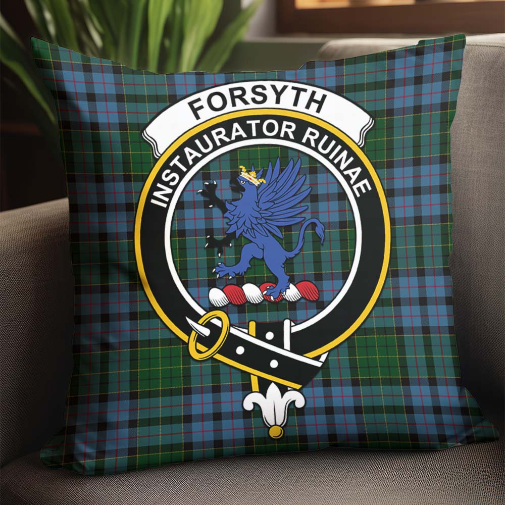 Forsyth Tartan Pillow Cover with Family Crest - Tartanvibesclothing