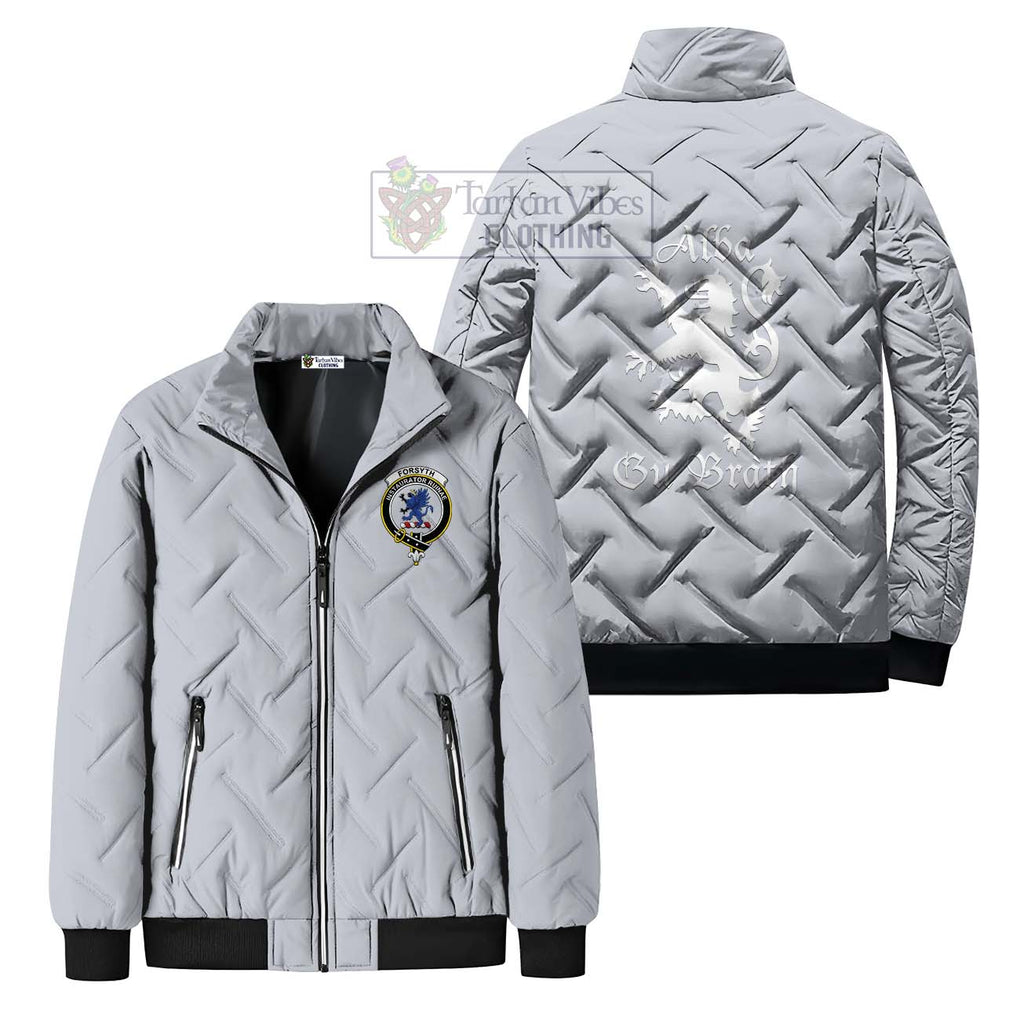 Forsyth Family Crest Padded Cotton Jacket Lion Rampant Alba Gu Brath Style Gray Unisex - 2D-tartanvibesclothing