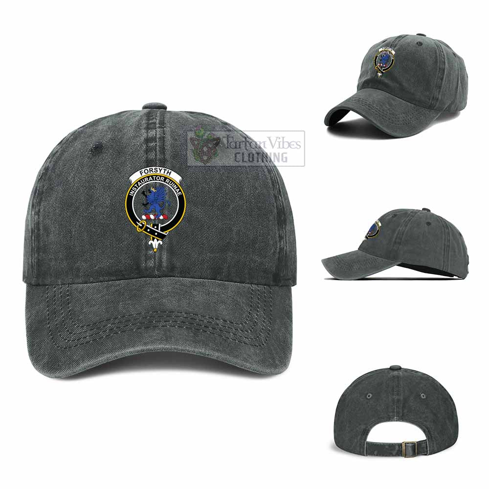 Forsyth Family Crest Denim Baseball Cap - 2D-tartanvibesclothing
