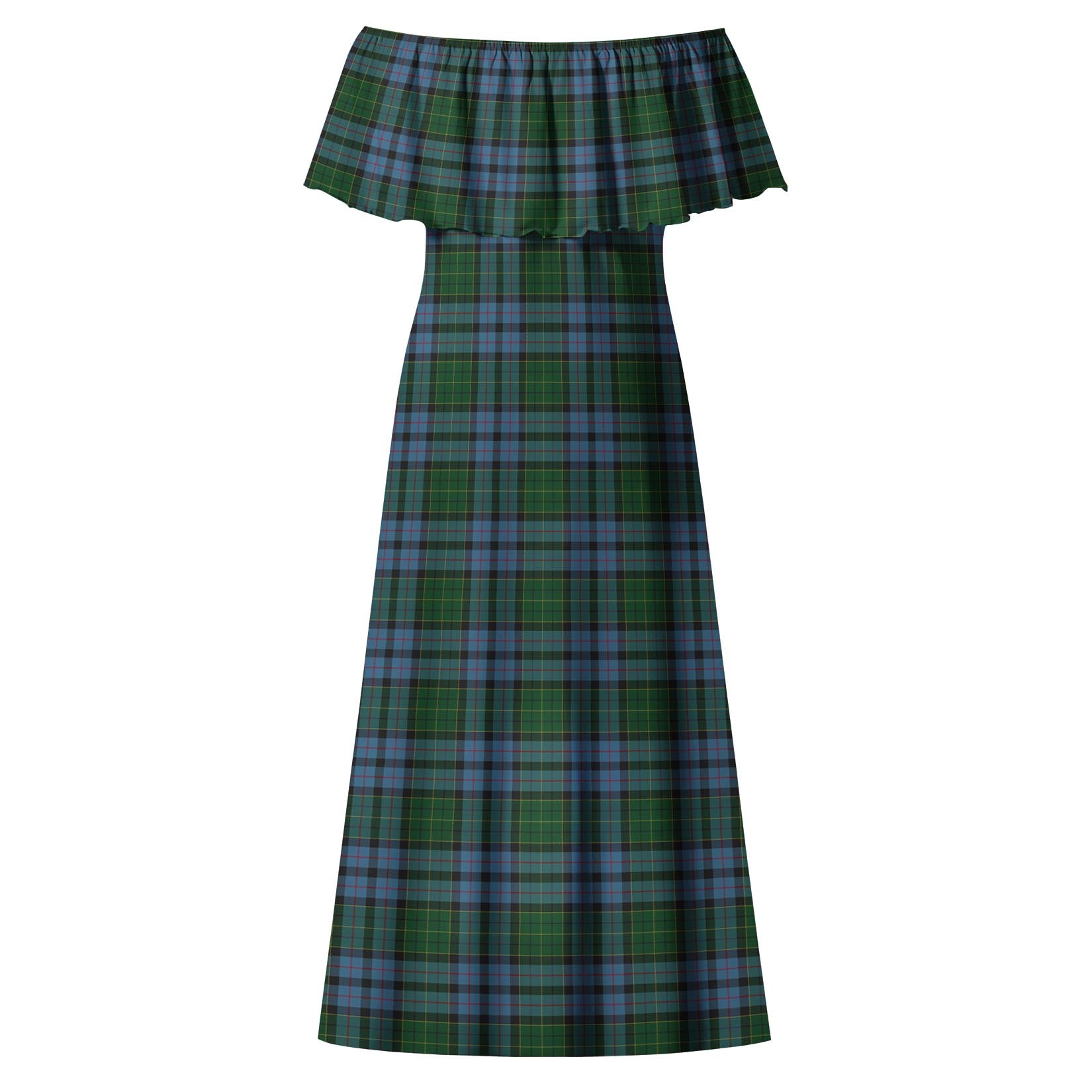 Forsyth Tartan Off Shoulder Long Dress - Tartan Vibes Clothing
