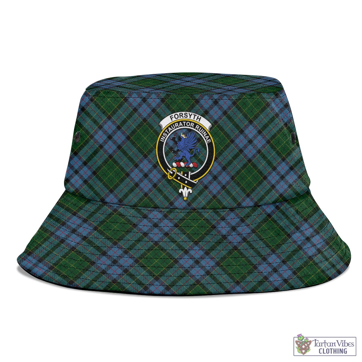 Tartan Vibes Clothing Forsyth Tartan Bucket Hat with Family Crest