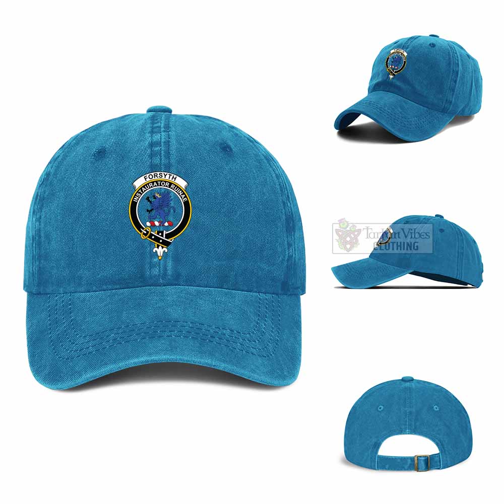 Forsyth Family Crest Denim Baseball Cap - 2D-tartanvibesclothing