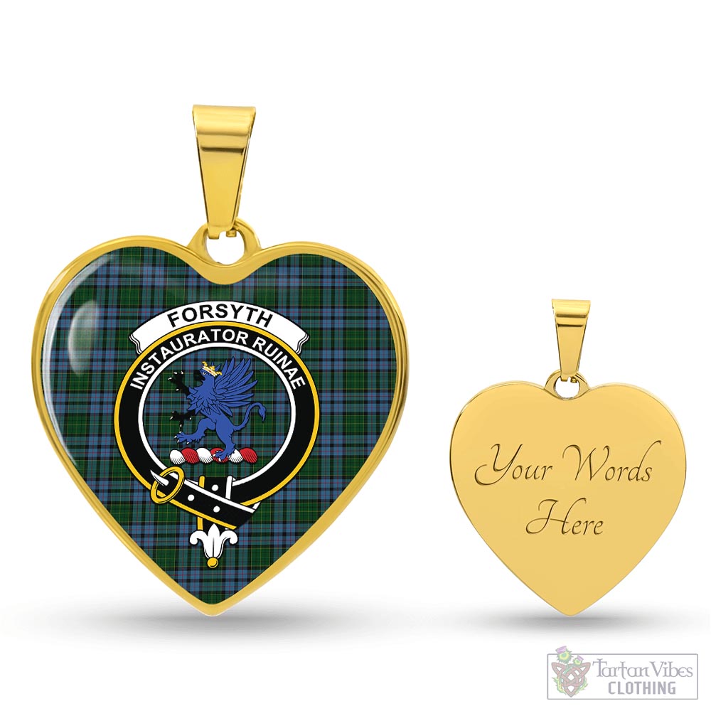 Forsyth Tartan Heart Necklace with Family Crest Luxury Necklace (Gold) Yes - Tartan Vibes Clothing