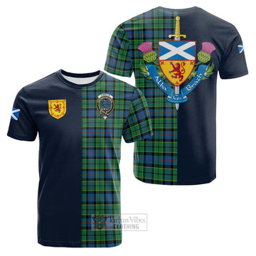 Forsyth Ancient Tartan Cotton T-shirt Alba with Scottish Lion Royal Arm Half Style