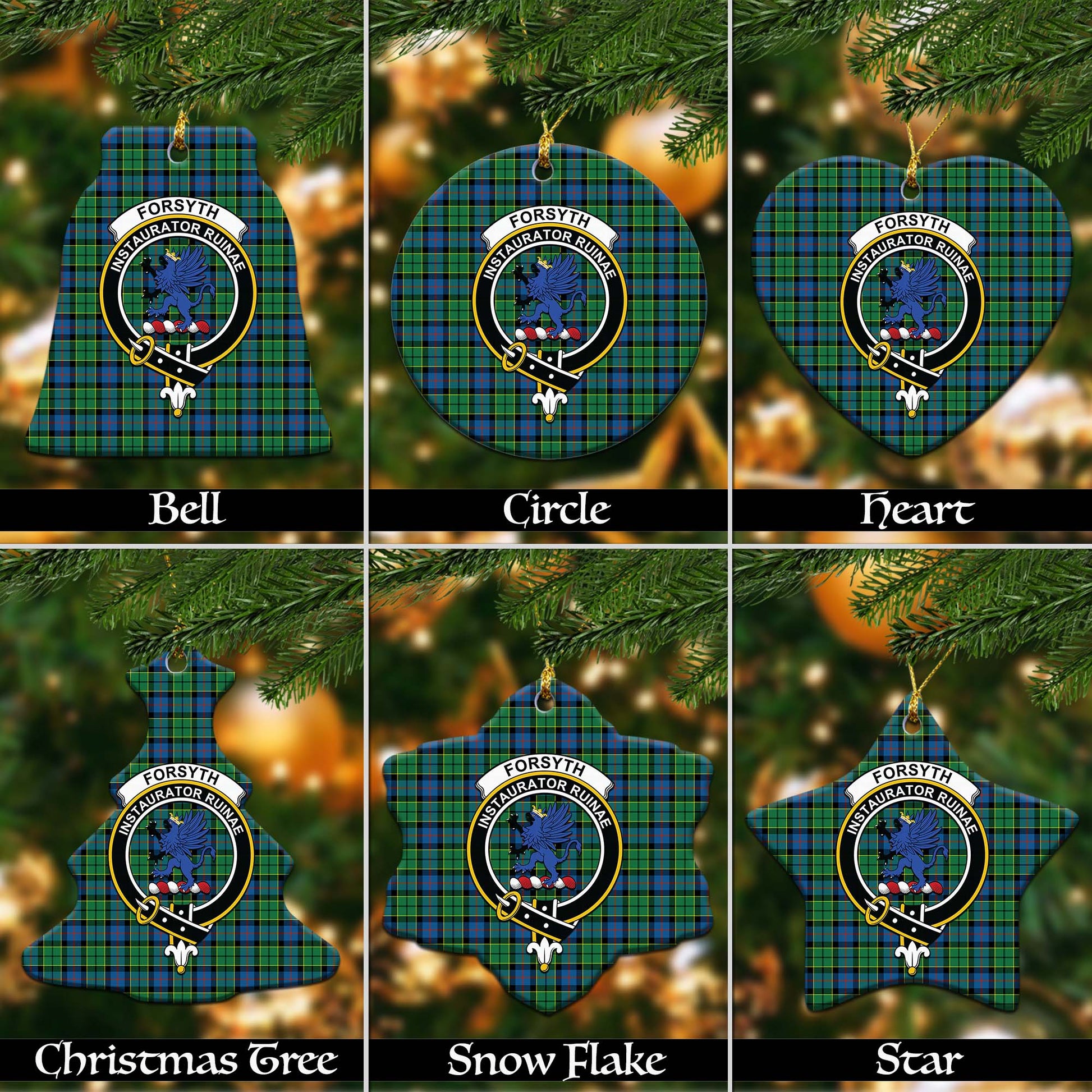 Forsyth Ancient Tartan Christmas Ornaments with Family Crest - Tartanvibesclothing