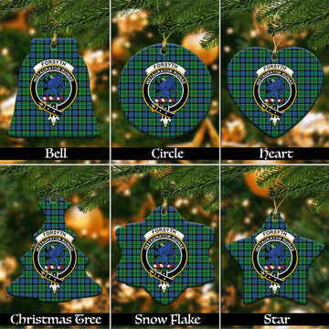 Forsyth Ancient Tartan Christmas Ceramic Ornaments with Family Crest