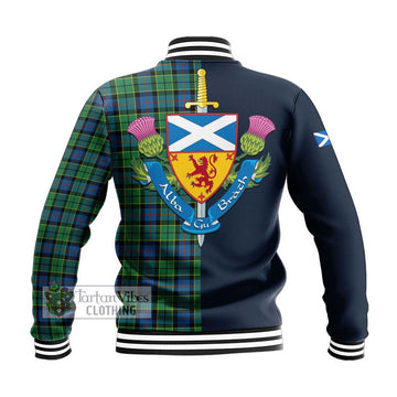 Forsyth Ancient Tartan Baseball Jacket Alba with Scottish Lion Royal Arm Half Style