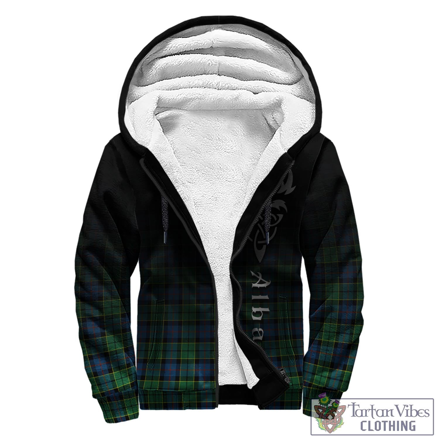 Tartan Vibes Clothing Forsyth Ancient Tartan Sherpa Hoodie Featuring Alba Gu Brath Family Crest Celtic Inspired