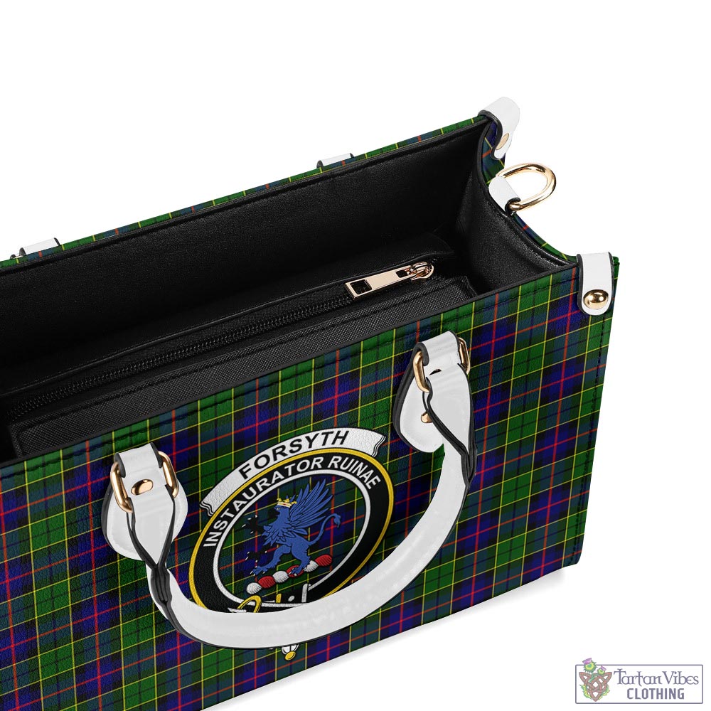 Tartan Vibes Clothing Forsyth Modern Tartan Luxury Leather Handbags with Family Crest