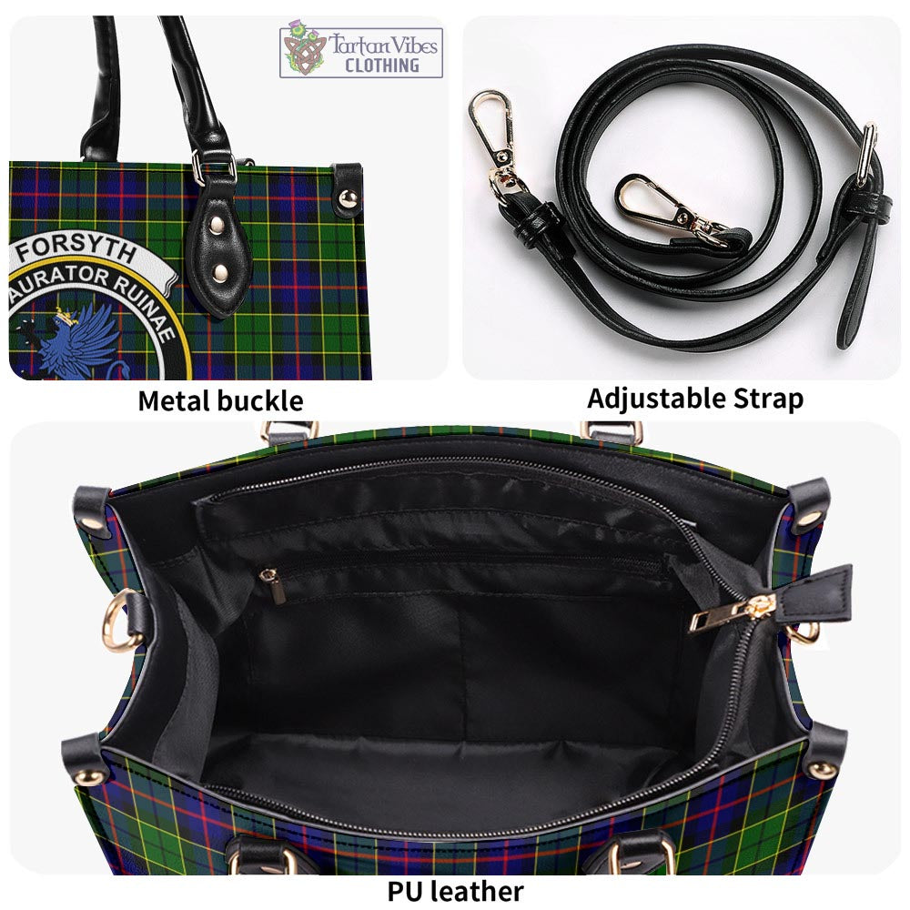 Tartan Vibes Clothing Forsyth Modern Tartan Luxury Leather Handbags with Family Crest