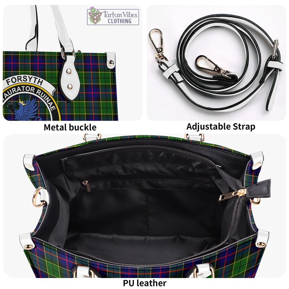 Tartan Vibes Clothing Forsyth Modern Tartan Luxury Leather Handbags with Family Crest