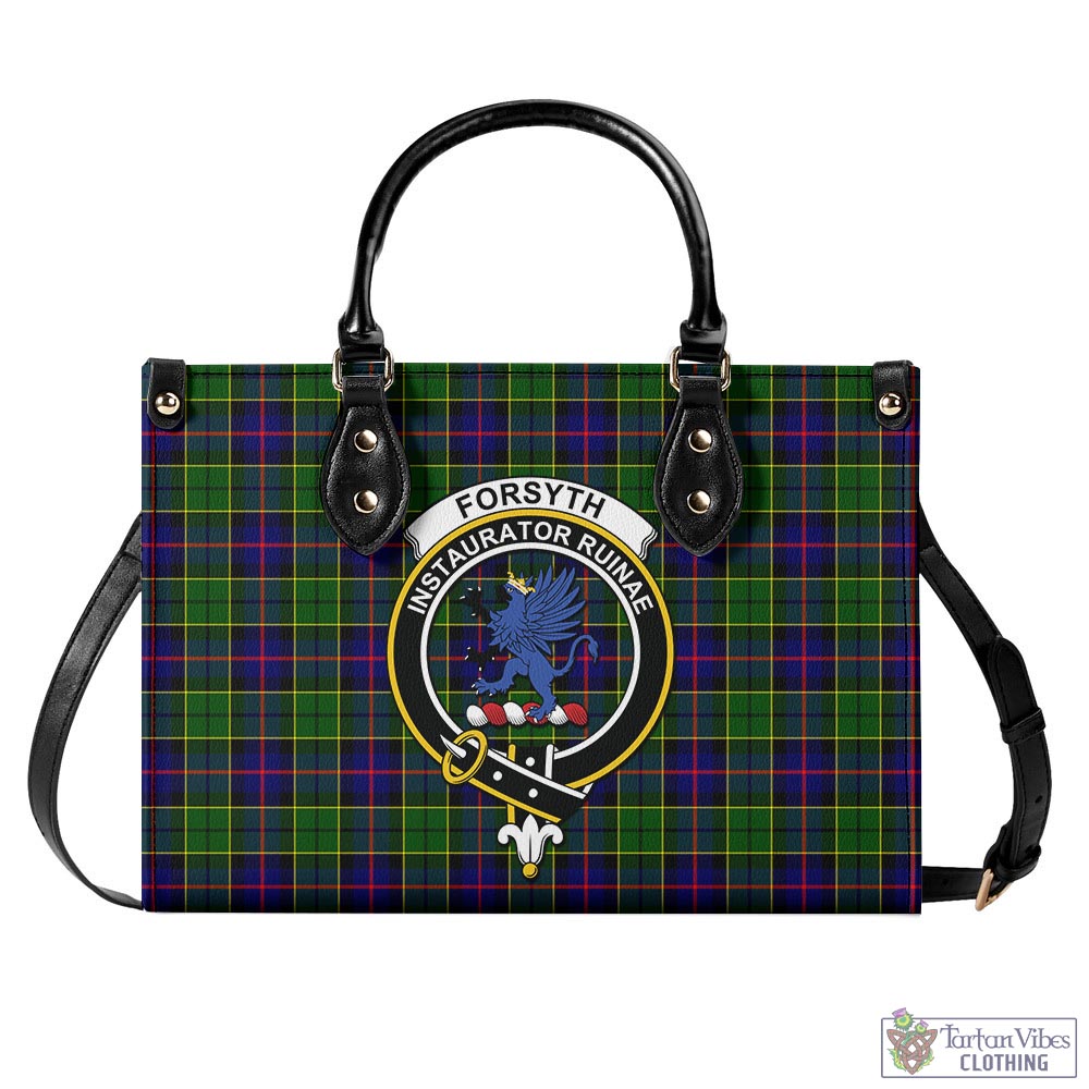 Tartan Vibes Clothing Forsyth Modern Tartan Luxury Leather Handbags with Family Crest