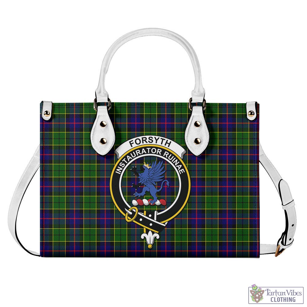 Tartan Vibes Clothing Forsyth Modern Tartan Luxury Leather Handbags with Family Crest