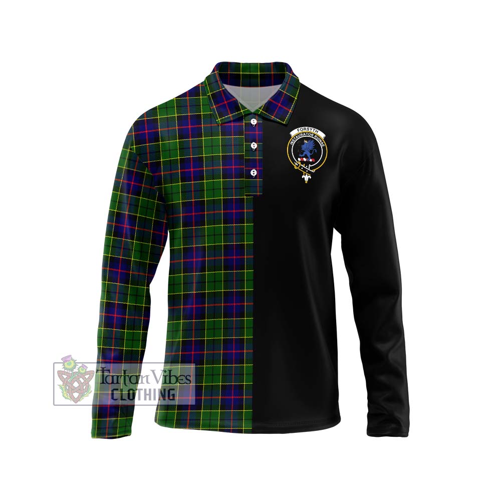 Forsyth Modern Tartan Long Sleeve Polo Shirt with Family Crest and Half Of Me Style Unisex - Tartanvibesclothing Shop