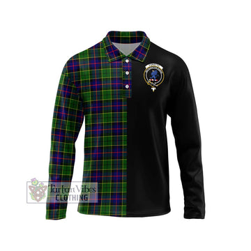 Forsyth Modern Tartan Long Sleeve Polo Shirt with Family Crest and Half Of Me Style