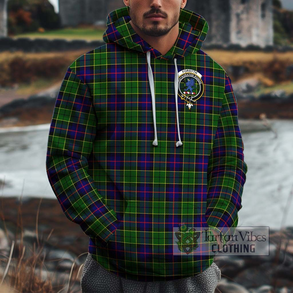 Forsyth Modern Tartan Cotton Hoodie with Family Crest Pullover Hoodie XS - Tartan Vibes Clothing