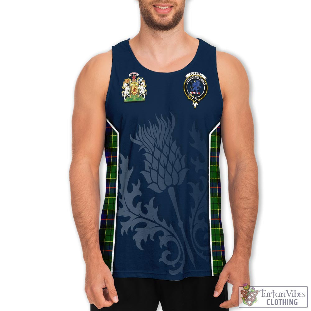 Tartan Vibes Clothing Forsyth Modern Tartan Men's Tanks Top with Family Crest and Scottish Thistle Vibes Sport Style