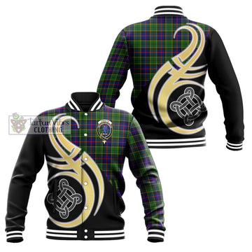 Forsyth Modern Tartan Baseball Jacket with Family Crest and Celtic Symbol Style