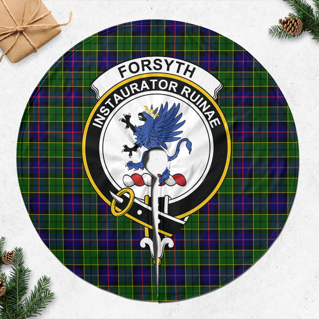 Forsyth Modern Tartan Christmas Tree Skirt with Family Crest - Tartanvibesclothing