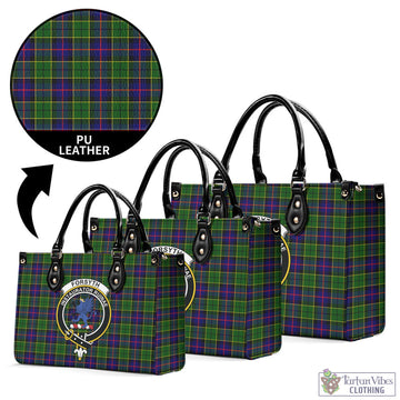 Forsyth Modern Tartan Luxury Leather Handbags with Family Crest