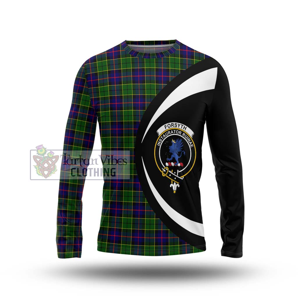 Forsyth Modern Tartan Long Sleeve T-Shirt with Family Crest Circle Style Unisex - Tartan Vibes Clothing