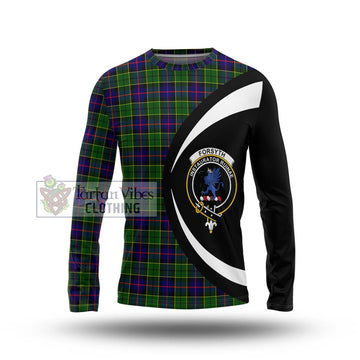 Forsyth Modern Tartan Long Sleeve T-Shirt with Family Crest Circle Style