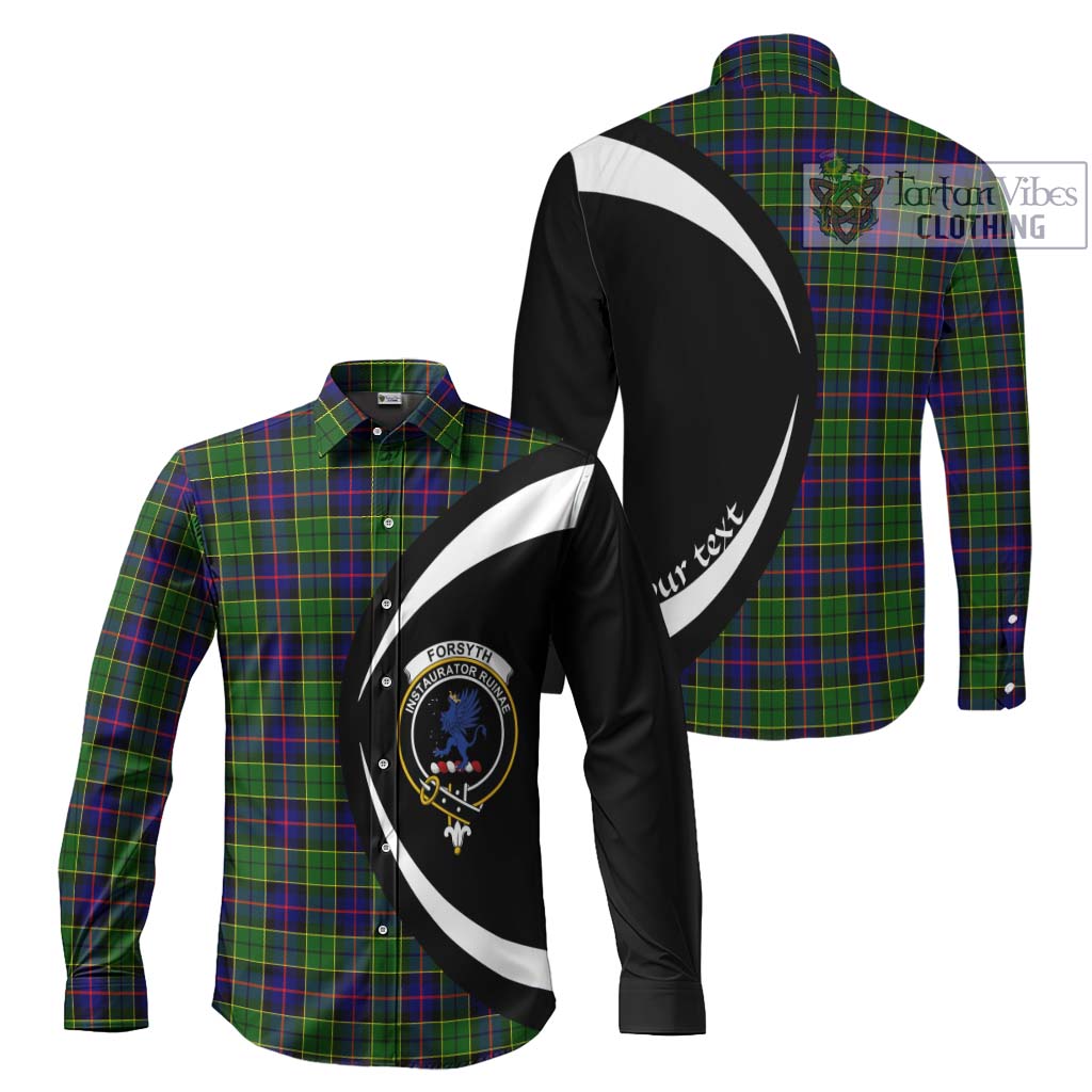 Forsyth Modern Tartan Long Sleeve Button Up with Family Crest Circle Style Men's Shirt S - Tartan Vibes Clothing