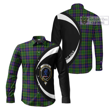 Forsyth Modern Tartan Long Sleeve Button Up with Family Crest Circle Style