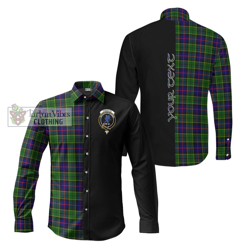 Forsyth Modern Tartan Long Sleeve Button Shirt with Family Crest and Half Of Me Style Men's Shirt S - Tartanvibesclothing Shop