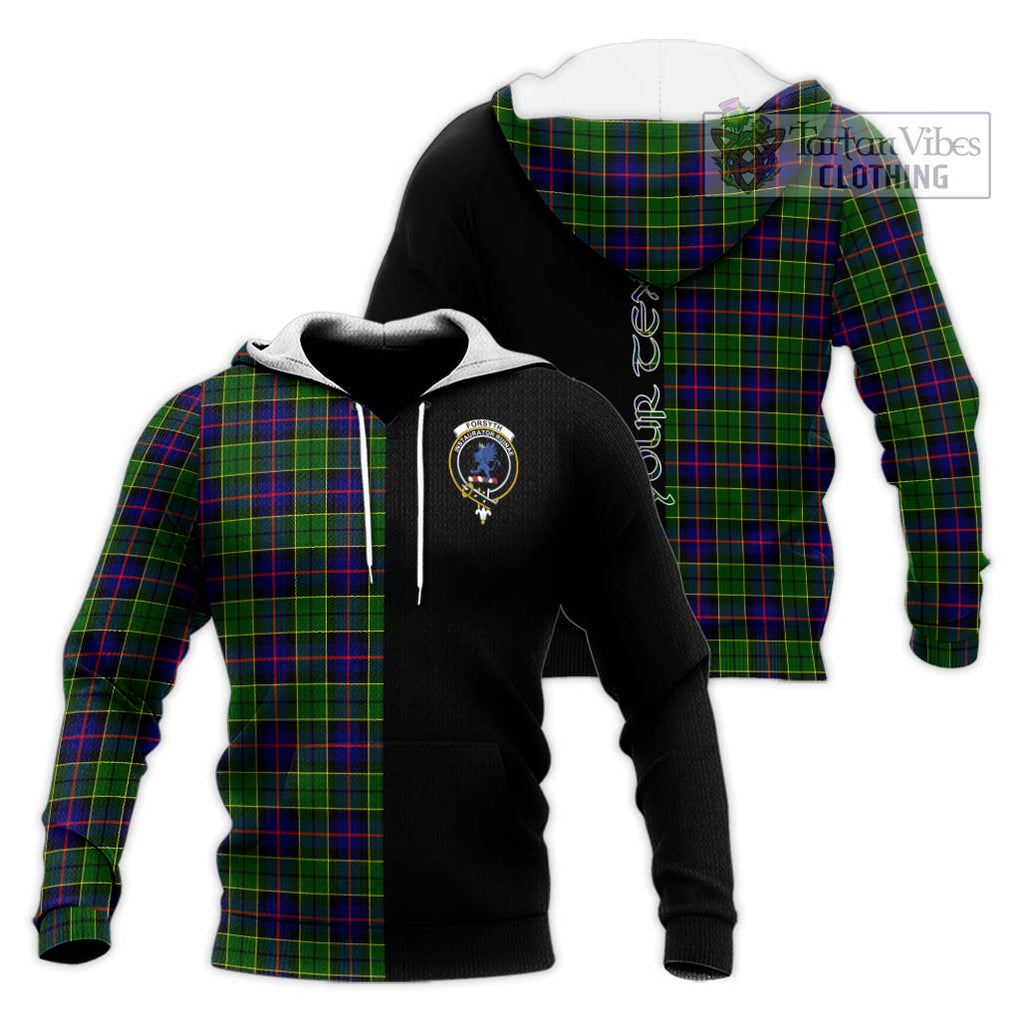 Forsyth Modern Tartan Knitted Hoodie with Family Crest and Half Of Me Style Unisex Knitted Pullover Hoodie - Tartanvibesclothing Shop