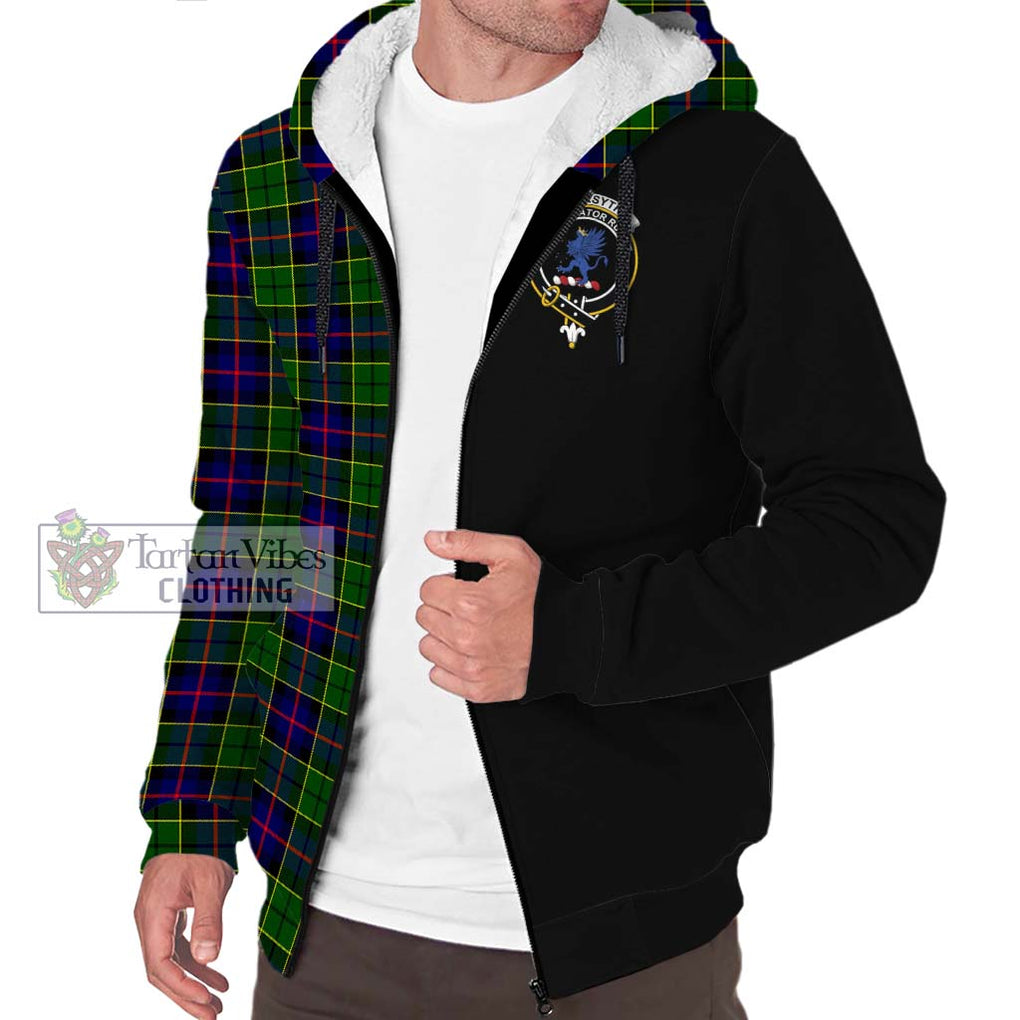 Forsyth Modern Tartan Sherpa Hoodie with Family Crest and Half Of Me Style Unisex S - Tartanvibesclothing Shop