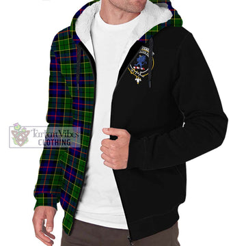 Forsyth Modern Tartan Sherpa Hoodie with Family Crest and Half Of Me Style