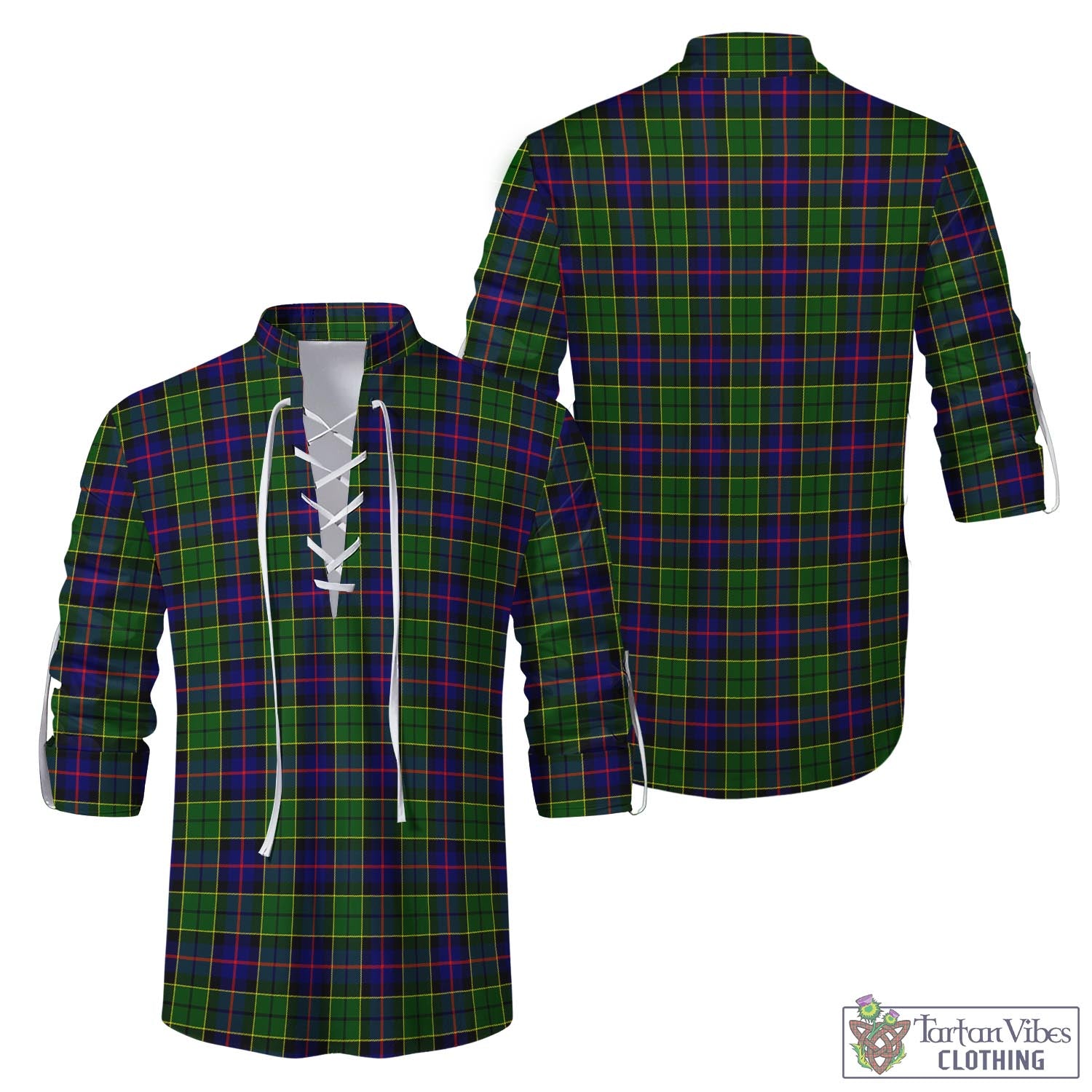 Tartan Vibes Clothing Forsyth Modern Tartan Men's Scottish Traditional Jacobite Ghillie Kilt Shirt