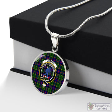 Forsyth Modern Tartan Circle Necklace with Family Crest