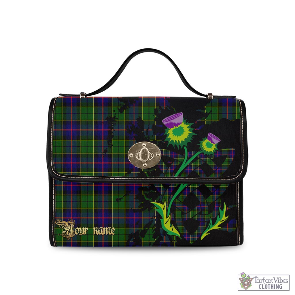 Tartan Vibes Clothing Forsyth Modern Tartan Waterproof Canvas Bag with Scotland Map and Thistle Celtic Accents