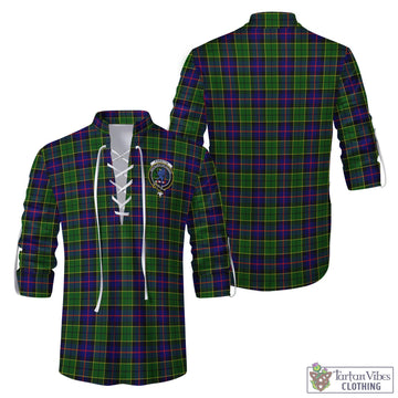 Forsyth Modern Tartan Men's Scottish Traditional Jacobite Ghillie Kilt Shirt with Family Crest