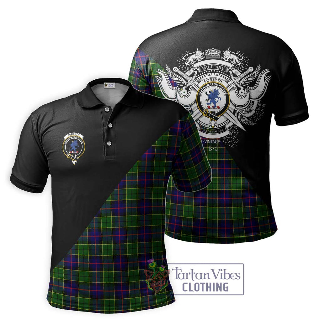 Forsyth Modern Tartan Polo Shirt with Family Crest and Military Logo Style Kid - Tartanvibesclothing Shop