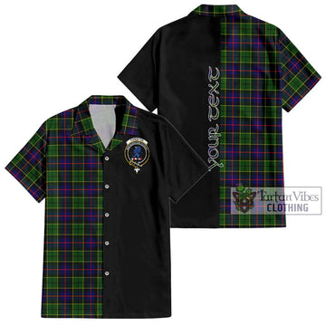 Forsyth Modern Tartan Short Sleeve Button Shirt with Family Crest and Half Of Me Style