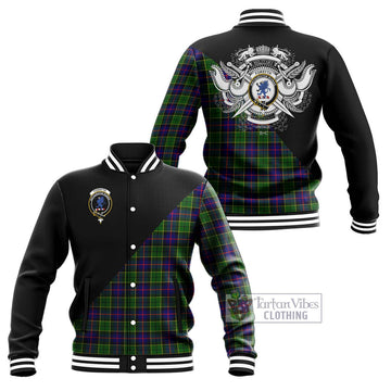 Forsyth Modern Tartan Baseball Jacket with Family Crest and Military Logo Style