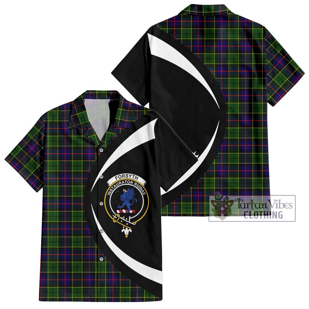 Forsyth Modern Tartan Short Sleeve Button Up with Family Crest Circle Style Kid - Tartan Vibes Clothing