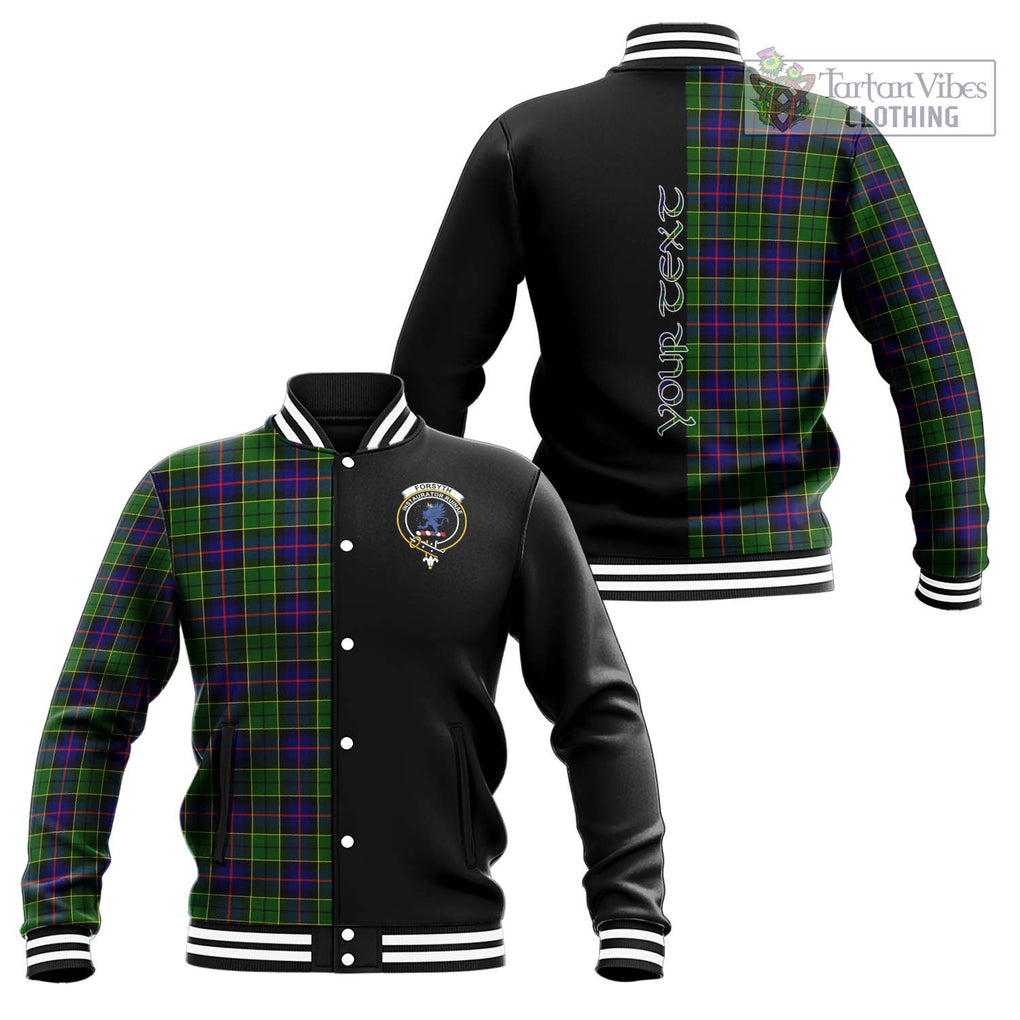 Forsyth Modern Tartan Baseball Jacket with Family Crest and Half Of Me Style Unisex - Tartanvibesclothing Shop