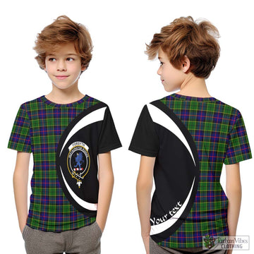 Forsyth Modern Tartan Kid T-Shirt with Family Crest Circle Style