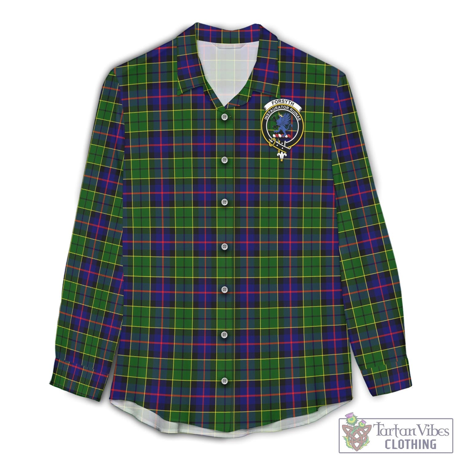 Tartan Vibes Clothing Forsyth Modern Tartan Womens Casual Shirt with Family Crest