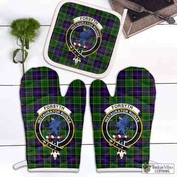 Forsyth Modern Tartan Combo Oven Mitt & Pot-Holder with Family Crest