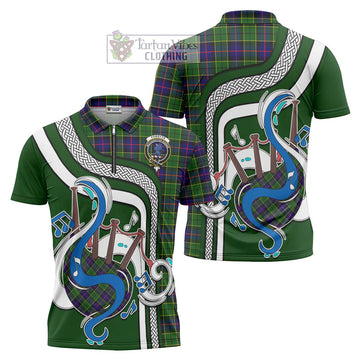 Forsyth Modern Tartan Zipper Polo Shirt with Epic Bagpipe Style