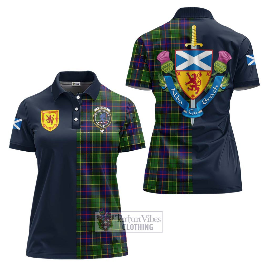 Tartan Vibes Clothing Forsyth Modern Tartan Women's Polo Shirt with Scottish Lion Royal Arm Half Style