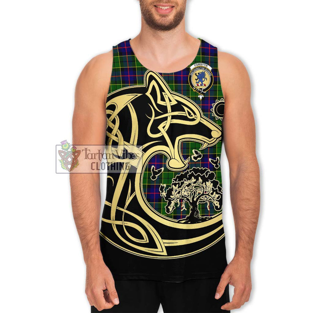 Forsyth Modern Tartan Men's Tank Top with Family Crest Celtic Wolf Style Men - Tartan Vibes Clothing