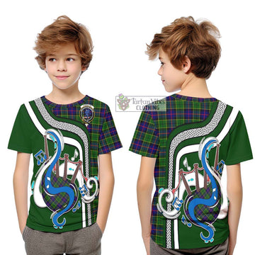 Forsyth Modern Tartan Kid T-Shirt with Epic Bagpipe Style