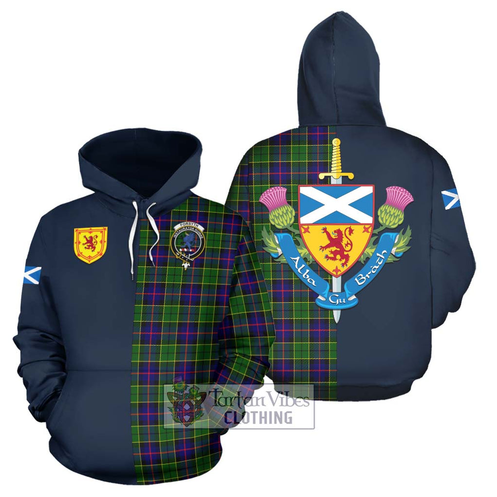 Tartan Vibes Clothing Forsyth Modern Tartan Hoodie with Scottish Lion Royal Arm Half Style